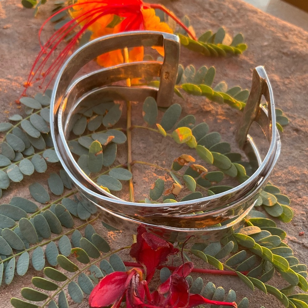Sterling Silver Hammered Bracelet - Picture 3 of 10